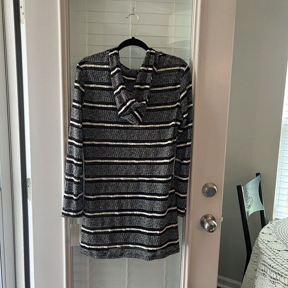 Kenneth Cole Reaction   Hoodie  XL mesh Mixed Media Sheer Tunic Swim Cover Up - Picture 2 of 4